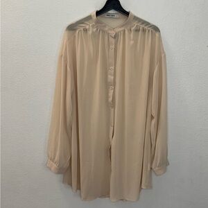 Grace Karin Chic Beige Button-Up Blouse size L